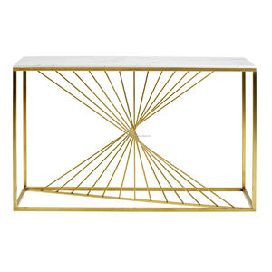 Table longue de forme rectangulaire avec dessus en marbre Produit de haute qualité fait à la main Prix personnalisé en métal fait à la main - Product Image 2