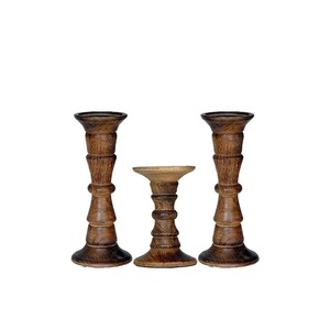 Bougeoir en bois Design antique Unique fait à la main blanc lavage finition ensemble de 3 éclairage décoratif pour la maison hôtel et bureau - Product Image 5