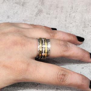 Bague de méditation en argent sterling 925 Bague de pouce pour femme Fidget Handmade Jewelry Fine Anxiety Mens Spinner Ring - Product Image 4