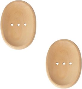 Jabonera de madera, paquete de 2 platos elipses para el hogar, jabonera integrada con agujero, Ahorrador de jabón de acumulación impermeable - Product Image 2