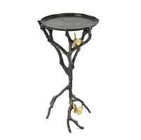 Table d'appoint en métal brindille et papillon en laiton AK Table personnalisée finie antique pour meubles de restaurant et de café