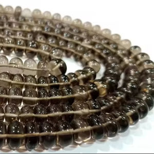 Cuentas de piedras preciosas de 8mm de cuarzo ahumado natural Rondelle lisas, vendidas por hebra, 8 pulgadas de largo, cuentas para hacer joyas de gran calidad - Product Image 1