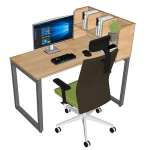 Modern Rubber Wood Computer <b>Table</b> with Iron Legs & Integrated Bookshelf Easy Assembly BD68097 - Product Image 2