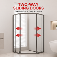 Cabine de douche d'angle ANSI Z97.1 avec cadre en acier inoxydable SS304, portes coulissantes simples en verre en forme de losange, moderne et personnalisée pour hôtel