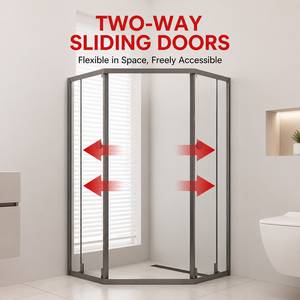 Cabine de douche d'angle ANSI Z97.1 avec cadre en acier inoxydable SS304, portes coulissantes simples en verre en forme de losange, moderne et personnalisée pour hôtel - Product Image 3