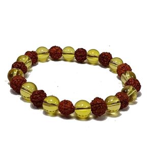 Pulsera de cristal, cuentas redondas de citrino amarillo, piedra preciosa de cristal, joyería de moda para hombres y mujeres, regalo de energía - Product Image 6