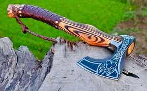 Hache Tomahawk artisanale en acier à haute teneur en carbone, manche en bois de rose, étui en cuir, 1,5 kg, multi-usages, camping, extérieur - Product Image 6