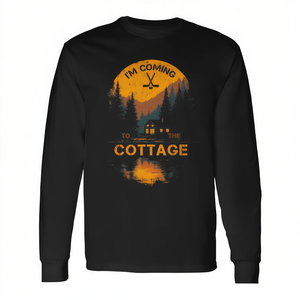 T-shirt a maniche lunghe con grafica astratta unica 'I'm Coming to the Cottage' - Prodotto promozionale - Product Image 2