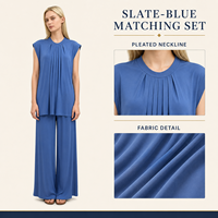 Ensemble deux pièces en maille pour femme, haut épaules dénudées et pantalon long, en mélange de coton respirant et extensible, personnalisable, marque privée OEM