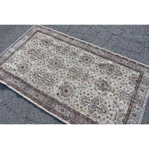 Vintage Turkish Rug, 3.8x6.6 ft Area Rug, <b>Brown</b> Floral Rug - Product Image 4