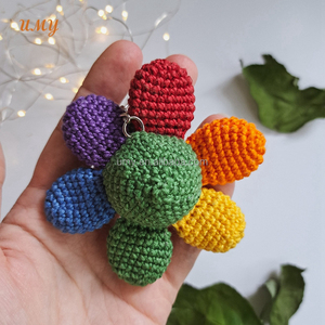 Fleurs jour des morts crâne mexique Logo personnalisé arc-en-ciel porte-clés Calaveras Crochet Halloween Amigurumi porte-clés peluche Goth jouets - Product Image 5