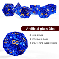Jeu de dés polyédriques dragons et donjons personnalisés bleu royal K9 dés de crack faits à la main en cristal avec jeu complet (D4-D20) tailles 16mm/20mm