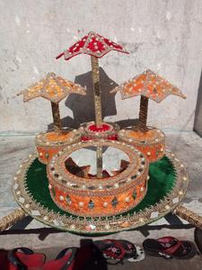 Thali décoratif fait à la main 2025 avec bols Thali Punjabi mariage Style Mehndi panier/assiettes OEM entretenu Mehndi Thaal - Product Image 6