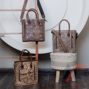 สไตล์คุณภาพสูงจริงHandcrafted Tooledหนังผู้หญิงSatchel Toteกระเป๋าส่วนบุคคลVINTAGEดอกไม้ปกปิดอุปกรณ์เสริมกระเป๋า - Product Image 3