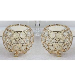 Bougeoir votif rond en cristal/métal le plus vendu pour les événements et les mariages décor de table bougie votive en or Rose - Product Image 4