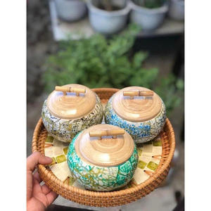 Boîte de rangement en bambou en gros avec incrustation de nacre, pot en bambou pour thé, épices et décoration - Product Image 6