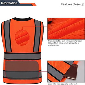 Sudadera con capucha reflectante de manga larga para hombre, ropa de trabajo de construcción personalizada, chaqueta de seguridad de alta visibilidad a prueba de agua - Product Image 5