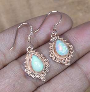 ต่างหูโอปอลจากเอธิโอเปียนธรรมชาติ925เงินสเตอร์ลิงสีโรสโกลด์ซ้อนทับของขวัญวันเกิดสำหรับวันครบรอบ - Product Image 4