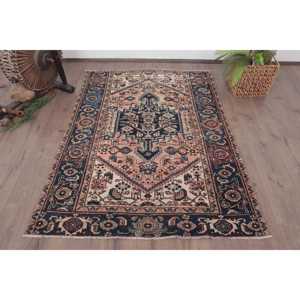 Alfombra Turca de 4.2x5.6 pies, Alfombra Vintage, Alfombra Azul Marroquí - Product Image 1