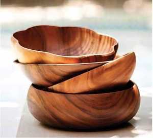 ชามไม้เนื้อแข็งธรรมชาติ - ชามสลัดไม้มะกอก - ชามไม้วอลนัทสำหรับใส่อาหาร (คุณแซนดี้ 0084587176063 WS) สไตล์ญี่ปุ่น - Product Image 1