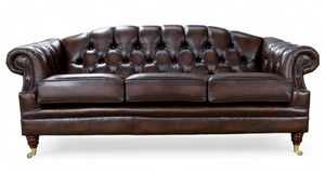 Sofá Chesterfield Vintage Marrón, Tapizado en Cuero PU con <span class=keywords><strong>Brazos</strong></span> Enrollados, para Vestíbulo de Hotel, Bar, Salón, Asientos Comerciales - Product Image 3