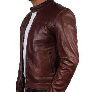 Chaqueta de Cuero con Logotipo Personalizado, Chaqueta de Invierno a la Moda para Hombre, Chaqueta de Motero de Cuero de Cordero Auténtico, Unisex - Product Image 2
