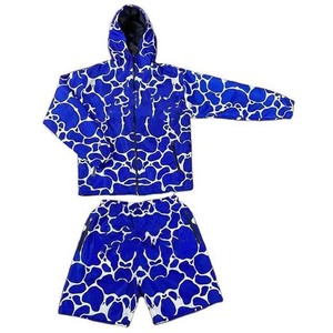 Ensemble de survêtement thermique d'été personnalisé pour hommes grandes tailles, veste zippée et short coupe-vent deux pièces en polyester respirant - Product Image 6