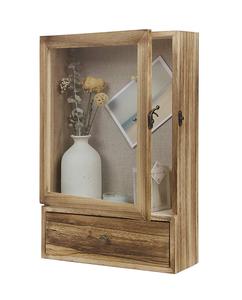 Vitrine de boîte d'ombre en bois avec dos en ligne souple, verre résistant aux éclats et tiroir pour l'affichage - Product Image 1