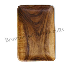 Bandeja de servicio de madera de acacia hecha a mano Venta caliente Bandejas acabadas de madera natural Forma rectangular para vendedores en línea a bajo precio - Product Image 1
