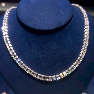 Collar de Plata de Ley con Baño de Rodio y Moissanita, Estilo Cubano, 50 Puntas, Hip Hop, Unisex, de Alta Calidad - Product Image 1