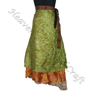 Nuevo * Caliente * Vintage Indio Dos Capas Boho Hippie Magic Silk Wrap Falda Seda Maxi Vintage Falda India Reversible Vintage Seda Larga - Product Image 4