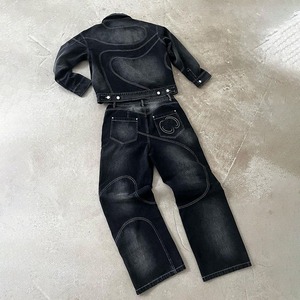 Custom Outfits <b>Denim</b> <b>Jeans</b> <b>Jacket</b> <b>Sets</b> Customized Man Clothing Street Wear High Quality <b>Denim</b> Pants <b>Sets</b> Panel Work <b>Denim</b> <b>Men</b> - Product Image 2