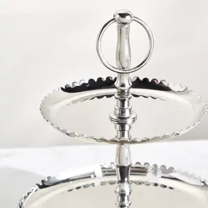 Plateau à gâteau superposé, design élégant pour la restauration, motif bohème, support à bord texturé, aluminium, moule écologique, Zahid Exports - Product Image 4