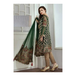 Punjabi Lawn trois pièces Costumes de point d'impression numérique et non cousu Shalwar Kameez pour les femmes - Product Image 2