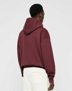 Sweat-shirt à capuche bordeaux pour homme, personnalisable avec logo, épais, à manches longues, avec poche kangourou, style décontracté streetwear, OEM ODM - Product Image 4