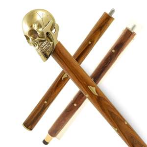 Bâton de marche en bois de style vintage avec manche en laiton - Product Image 2