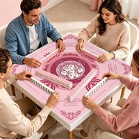 roze Mahjong-mat voor tafel, mooie Mahjong-mat Valentijn Mahjong-mat 31,5 inch grote roze Mahjong-mat tafelkleed voor Mahjong