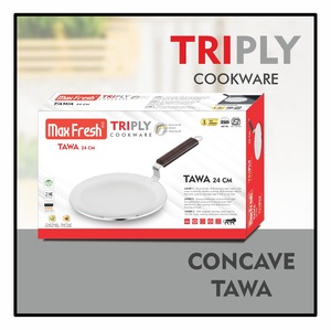 Poêle Maxfresh Triply Concave avec manche en bois de rose, ustensiles écologiques, design moderne et luxueux, en acier inoxydable non revêtu - Product Image 5