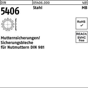 แผ่นล็อค DIN 5406 MB 8/M 40x1.5 เหล็ก 981 แพ็ค 25 ชิ้น - Product Image 1