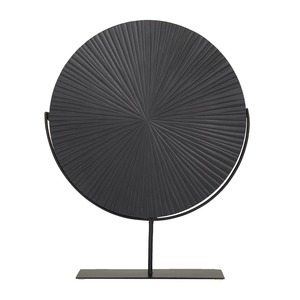 Objet de table rond en métal noir Design moderne élégant Accent décoratif élégant parfait pour la décoration contemporaine de la maison ou du bureau - Product Image 1