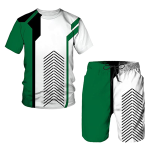 2 uds conjuntos moda verano Hombre Ropa Deportiva dos piezas chándal traje deportivo impreso camiseta Top + Pantalones cortos chándal ropa de marca masculina - Product Image 2