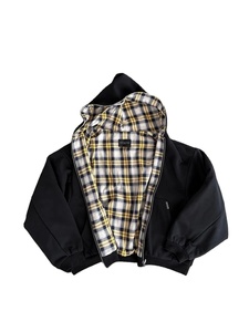 Korean Yellow Plaid Towel Embroidery Acid Wash Double-Sided Zipper <b>Black</b> Sweatshirt Hoodie Men <b>Women</b> Winter 100% Cotton <b>Fleece</b> - Product Image 2