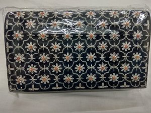 Embrayage en toile pour femmes à la mode avec haut à fermeture éclair à la mode Zari broderie Semi pierres précieuses perle chaîne perles serrure décoration - Product Image 4