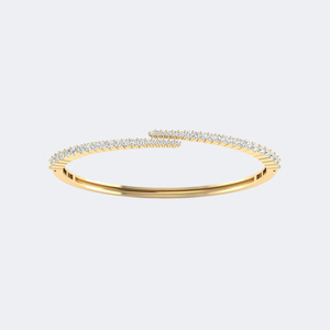 2.072CTW 18K Gold Lab Grown E Color Round Brilliant Cut IGI Certified Diamond Bangle Cuff <b>Bracelet</b> - Product Image 6