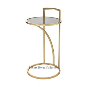 กระจกทรงกลมเคลือบเงาสีทองตกแต่งโต๊ะด้านข้าง - Product Image 1