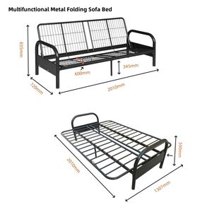Khung giường sofa đa năng bằng kim loại, giường ngủ ban ngày, nội thất trong nhà, giường gấp đa năng, ghế sofa giường đôi, đế giường - Product Image 4