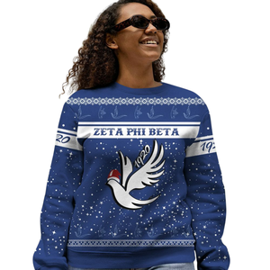 Zeta Phi Beta Greek Sorority 1920 Sweat-shirt à col rond bleu brodé pour femme - Product Image 5