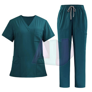 High Quality Women's Medical <b>Scrub</b> Suit <b>Set</b> with Adjustable Waist Breathable Cotton Eco-Friendly & Customizable <b>Scrub</b> <b>Sets</b> - Product Image 1