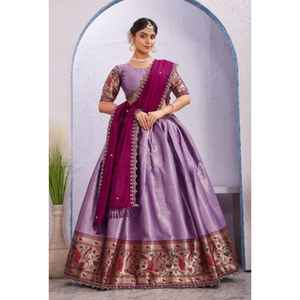 LANZAMIENTO NUEVO LEHENGA CHOLI CON SEDA VICHITRA CON TRABAJO BORDADO - Product Image 1
