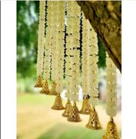 Indiase Witte Mogra Bloem Slingers Met Bel Voor Housewarming Diwali Eid Bruiloft Decoratie Home Decor Jasmijn Hangende Snaren